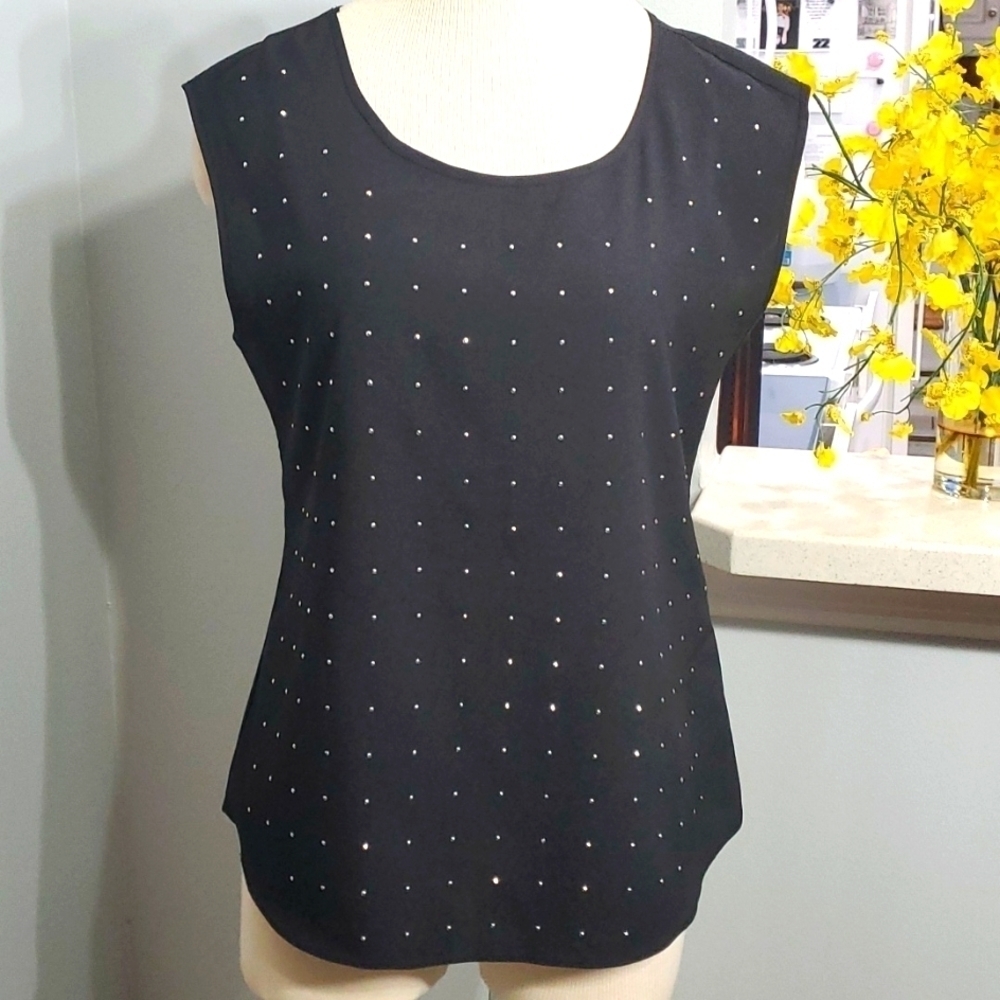 Covington Black sleevless top. Bling. Size small however fits a medium.